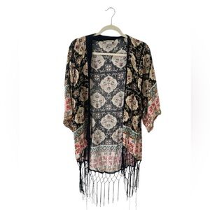 Flying Tomato Multicolor Fringe Kimono